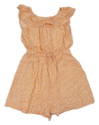 Oranžovo-bílý kytičkový kraťasový overal Primark
