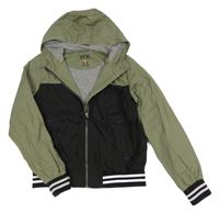 Khaki-černá šusťáková podzimní bunda s kapucí Y.F.K.