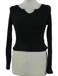 Dámske čierne rebrované crop tričko Primark