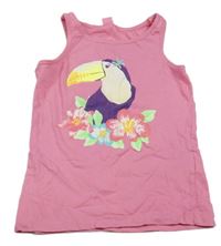 Ružové tielko s tukanom a kvetinami Dopodopo