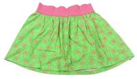 Neonvě zeleno-ružová bavlnená sukňa s hviezdami