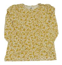 Okrové kvetované tričko H&M