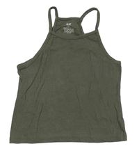 Khakišedý rebrovaný crop top H&M