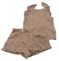 2set - Starorůžový pletený žebrovaný top + kraťasy H&M