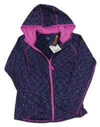 Nové - Tmavomodro-ružová žíhaná propíancí thermo mikina s kapucňou zn. Mountain Warehouse