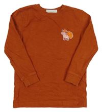 Hrdzavé melírované tričko so zvieratkom Next