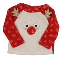 Bielo-červená chlpatá mikina so sobom V by Very