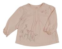 Svetloružové tričko s kvietkami Next