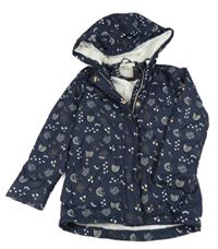 Tmavomodrá vzorovaná nepromokavá zateplená bunda s duhami a kapucňou Orchestra