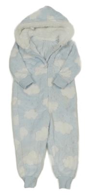 Světlemodrá plyšová kombinéza s mraky George