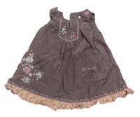 Fialovohnědé manšetrové šaty s výšitými květy Next