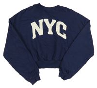 Tmavomodrá crop mikina s nápisem H&M