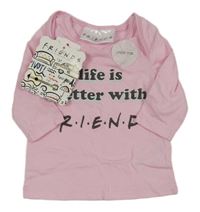 Nové - Svetloružové tričko s nápisom