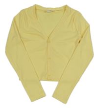 Žltá rebrovaná prepínaci crop mikina s  Y.F.K.