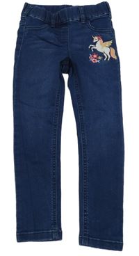 Tmavomodré džegíny s jednorožcem C&A