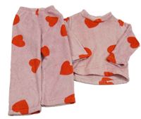 Světlerůžové chlupaté pyžamo se srdíčky 