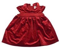 Červené sametové šaty s límečkem C&A