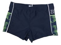 Tmavomodré nohavičkované plavky s nápisem a vzorem Yigga