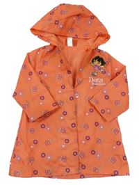 Korálový kvetovaný šušťákový jarný kabát s Dorou a kapucňou