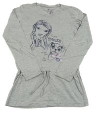 Sivá tunika s dívkou a psíkom