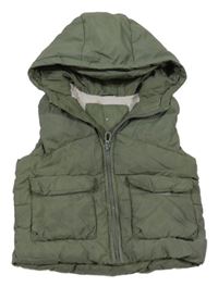 Khaki šušťáková zateplená vesta s kapucňou Zara