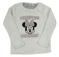 Biele chlpaté pyžamové tričko s Minnie Disney