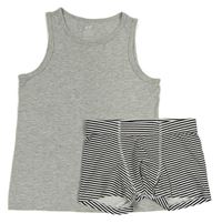 2set - Sivé tílko + čierno-biele pruhované trenírky H&M