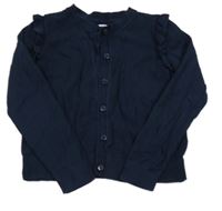 Tmavomodrý prepínaci sveter s volánikmi zn. Next