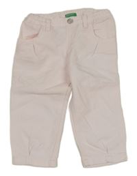 Světlerůžové vzorované plátěné kalhoty Benetton