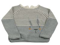 Šedo-smetanový pruhovaný svetr se zajíčkem Next