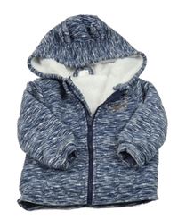 Tmavomodrá melírovaná fleecová zateplená bunda s kapucňou Orsolino