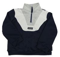 Tmavomodro-sivo-biela športová mikina Shein