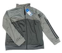 Nové - Tmavošedo-šedá propínací sportovní mikina s logem Adidas