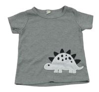 Šedé vzorované tričko s dinosaurem Shein