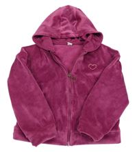 Tmavoružová plyšová prepínaci mikina s kapucňou Tu