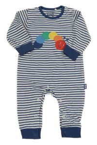 Bílo-tmavomodrý pruhovaný overal s  housenkou Kite