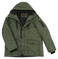 Khaki šusťáková zimní bunda s kapucí C&A