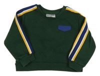 Tmavozelená mikina s prúžkami a nášivkou Skechers