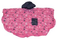 Ružovo-tmavomodré pláštěnkové pončo s príšerkami a kapucňou