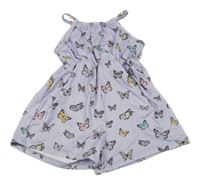 Lila letný overal s motýlikmi Shein