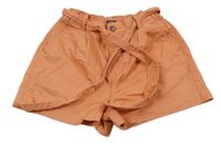 Korálové plátenné kraťasy s opaskom Kiabi