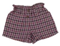 Levandulovo-hnedé kockované kraťasy Next