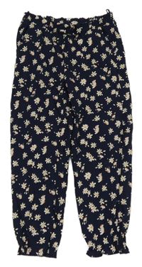 Tmavomodré turecké nohavice s kvietkami C&A