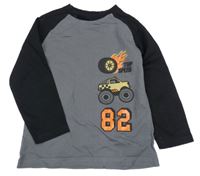 Šedo-černé triko s monster truck Next
