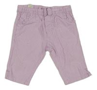 Ružovo-biele pruhované plátenné capri nohavice Fagottino