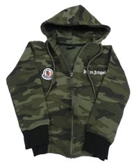 Khaki army propínací mikina s kapucí a logem Moncler