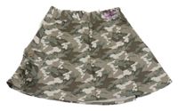 Kaki-béžová army plátenná kolová sukňa