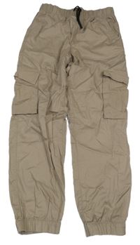 Béžové plátenné cargo cuff nohavice C&A