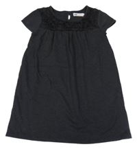 Tmavosivé teplákové šaty s kvetmi H&M