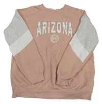 Starorůžovo-sivo-biela mikina s nápisom H&M